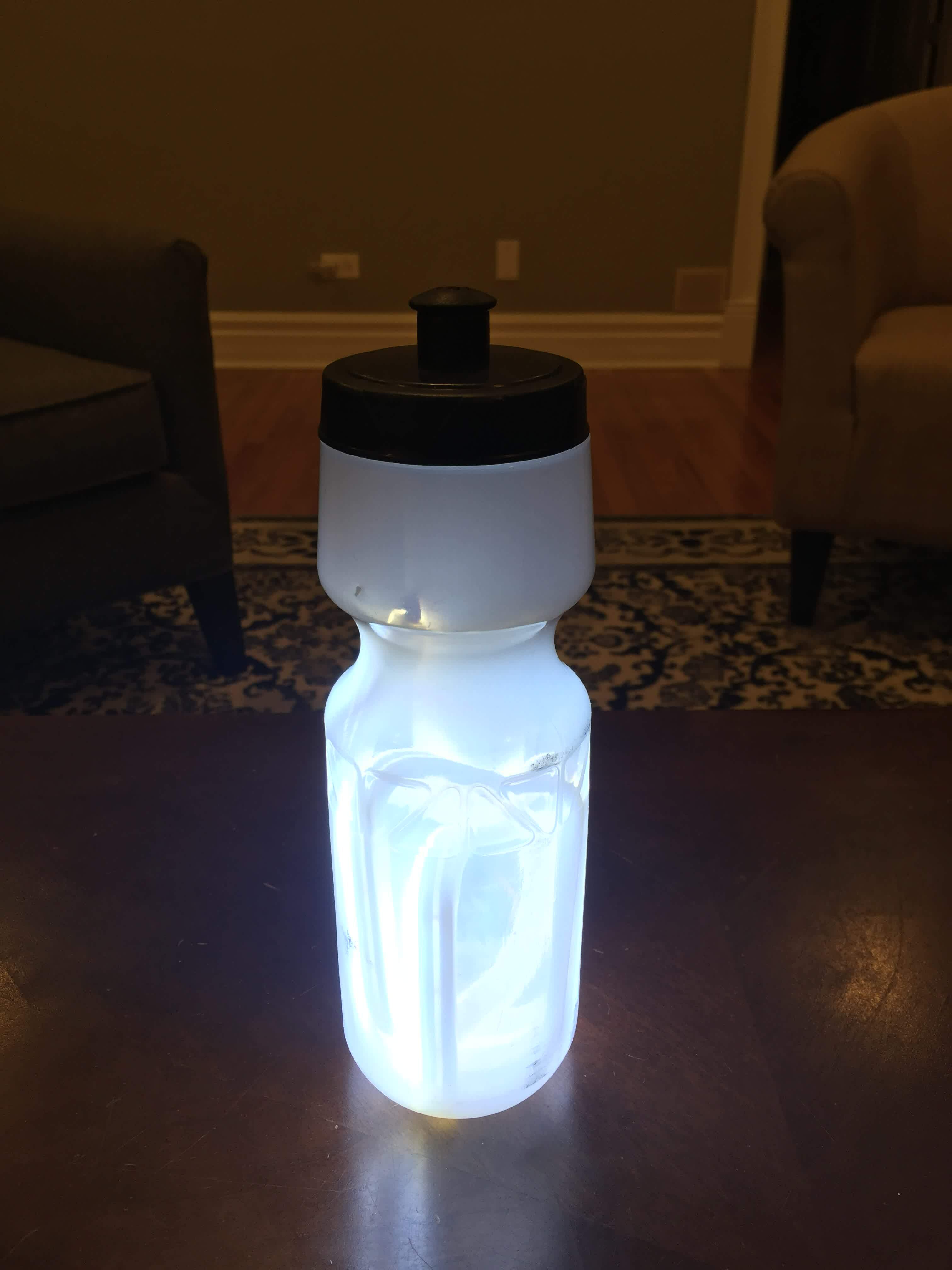 Water bottle aglow