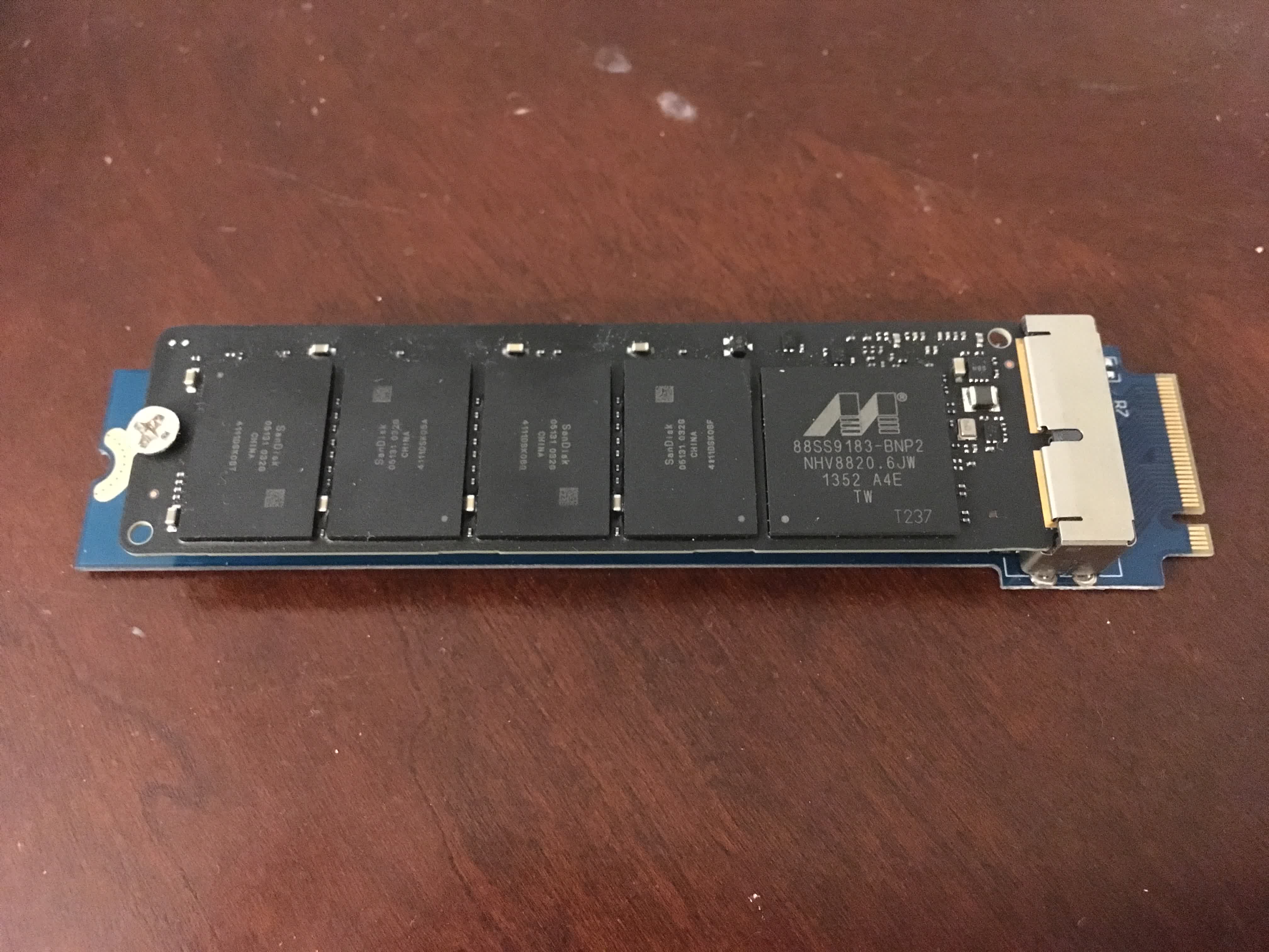 SSD secured in the adapter