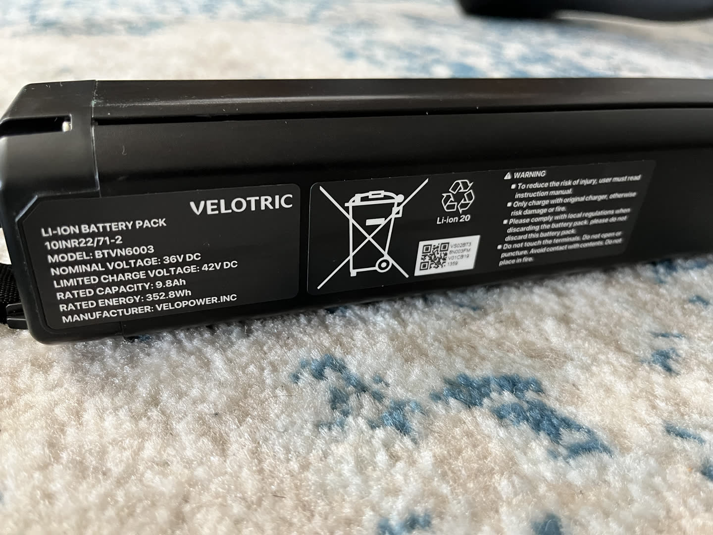 Velotric Thunder 1 ST (2023) battery