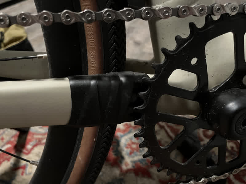 Mastic tape on bike frame